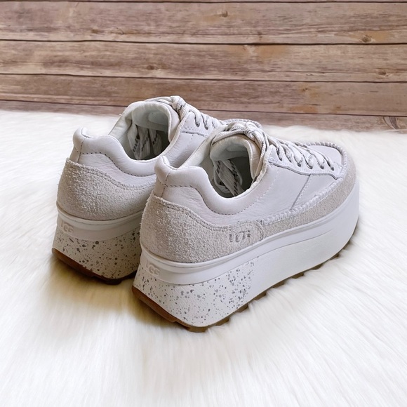 UGG Women’s Marin Lace Platform White Leather Sneakers - Picture 3 of 7